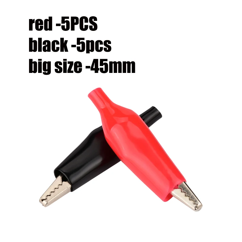 10pcs-45mm-mix color 28 мм металлический зажим типа крокодил G98 Электрический зажим типа крокодил 35 мм 45 мм Зонд Пробник красный и черный ремень пластиковый стартер автомобильный аккумулятор - Цвет: 10pcs-45mm-mix color