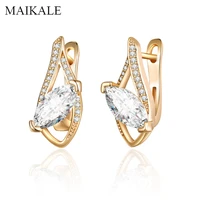 maikale luxury cubic zirconia stud earrings for women big zircon beads ear studs gold geometric earrings female jewelry