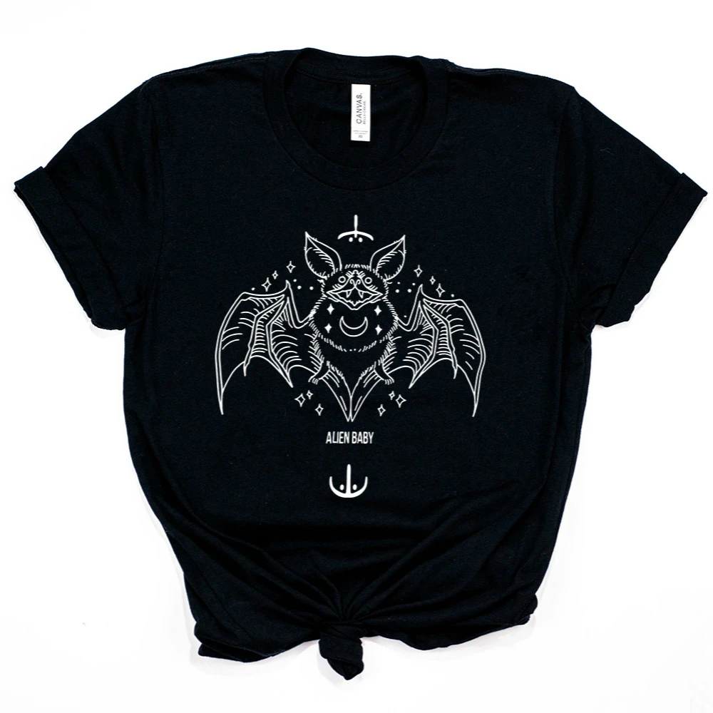 Для женщин в готическом стиле гранж футболка летучая мышь эстетическое Love You To