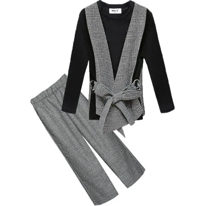 Комплект одежды для подростков девочек на осень и зиму утепленная футболка жилет