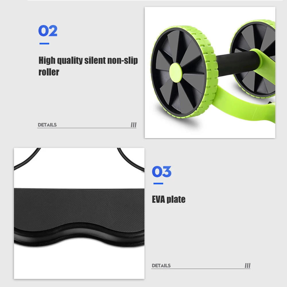 

New Ab Roller Wheel Double Muscle Trainer Abdominal Power Resistance Bands Gym Arm Waist Leg Training Fitness Exercise