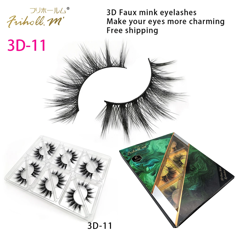 3D-11 Friholl. m шелковые ресницы, 6 пар, натуральные норковые 3d накладные ресницы для наращивания, личная этикетка, 3d синтетические шелковые ресницы - Цвет: 3D-11
