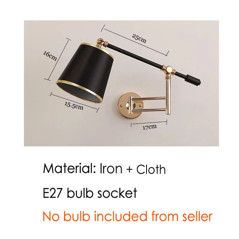 Креативная настенная железная лампа с регулируемым рычагом современные