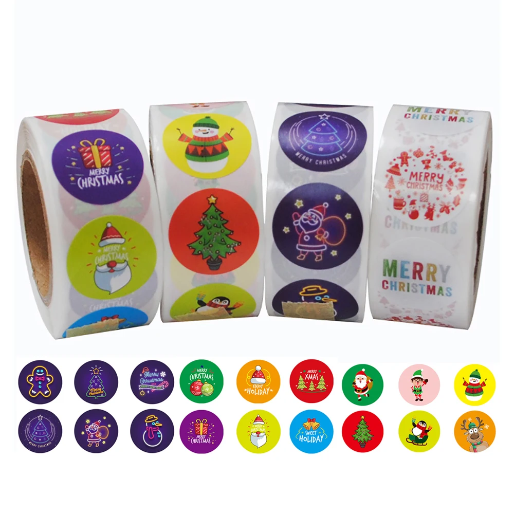 

500 шт./рулон, новогодняя наклейка, 2,5 см