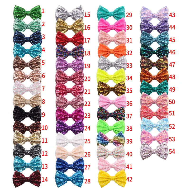 

10Pcs/Lot 7"Big Bow 54color Embroidery Sequin Hair Bows For Kids Headband Girls Without Barrettes Glitter Hair Clips Accessories
