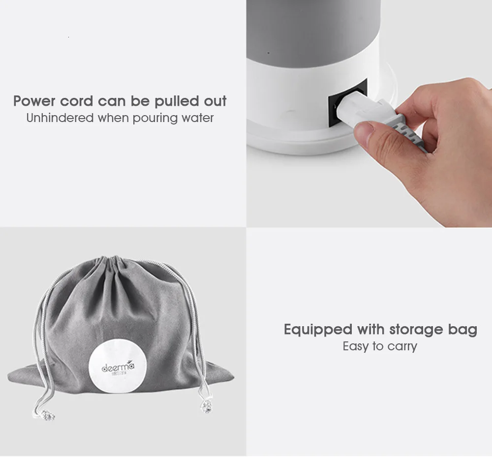 Xiaomi Deerma Dh206 0.6l Folding Electric Kettle Port Water Kettle Handheld Electric Auto Power-off Protection Chalet
