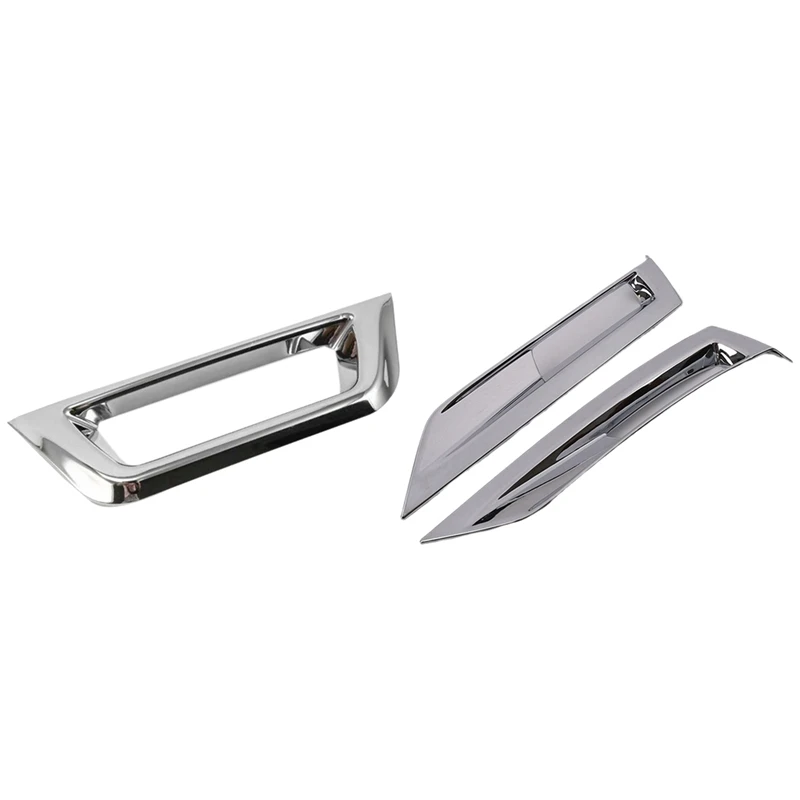 

2 Pcs Rear Behind Fog Foglight Light Lamp Bezel Molding Cover Kit Trim & 1 Pcs Car ABS Chrome Rear Brake Light Cover