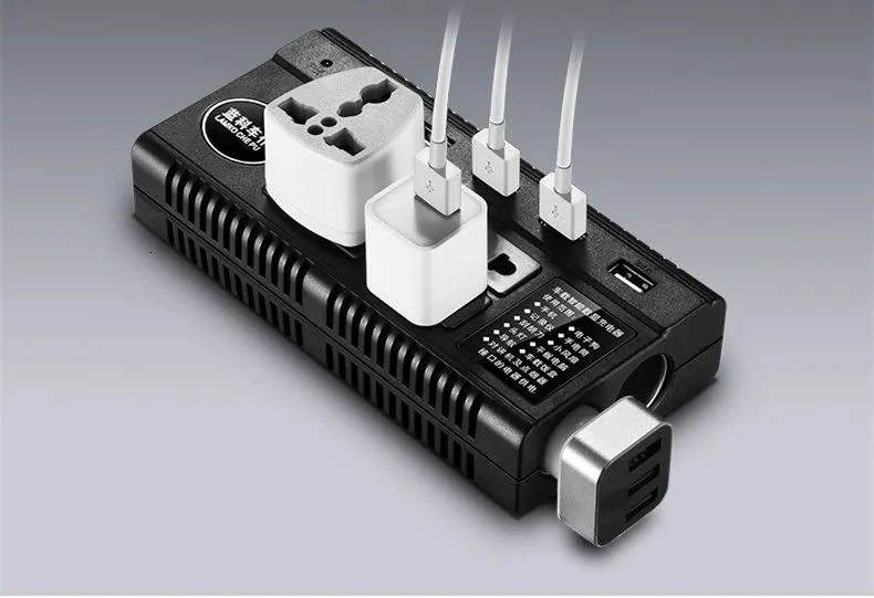 Автомобильный конвертер кабель мини инвертор 12V 220 V/24 V DC/DC 100-240V 60/120W 4 порта USB адаптер конвертер с светодиодный цифровой дисплей Зарядное устройство