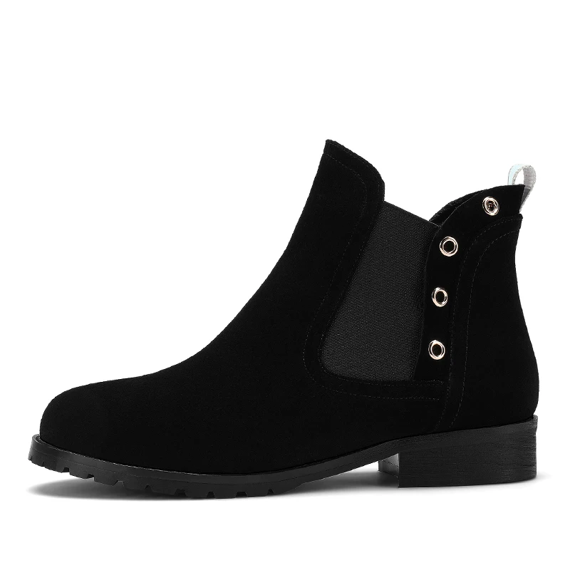 Ботильоны ISNOM на низком каблуке женские ботинки челси туфли с круглым носком
