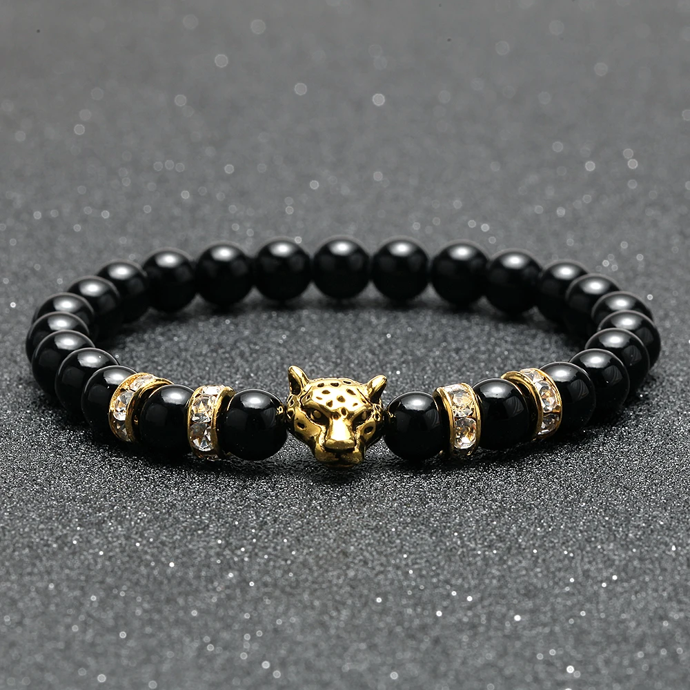 Браслет с шармами для мужчин и женщин золотистый браслет головой леопарда из