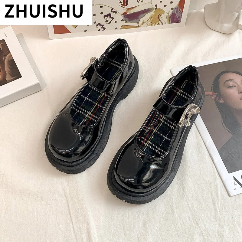 2021 Autumn New Fashion Women's Pu Leather Shoes Platform Cute Kawaii Sweet Girl Cosplay Soft Sister Mary Jane | Обувь