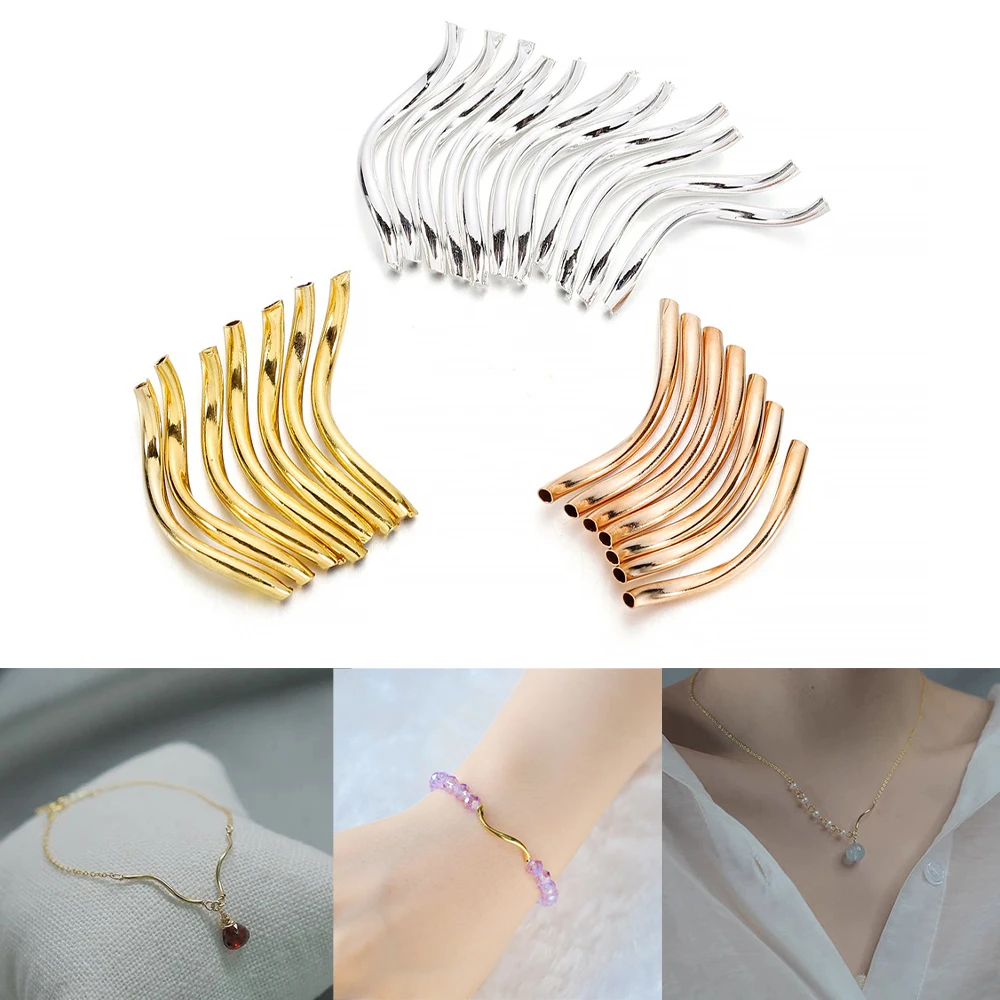 100 шт./лот медные изогнутые пробки разделительные бусины обжимные концевые