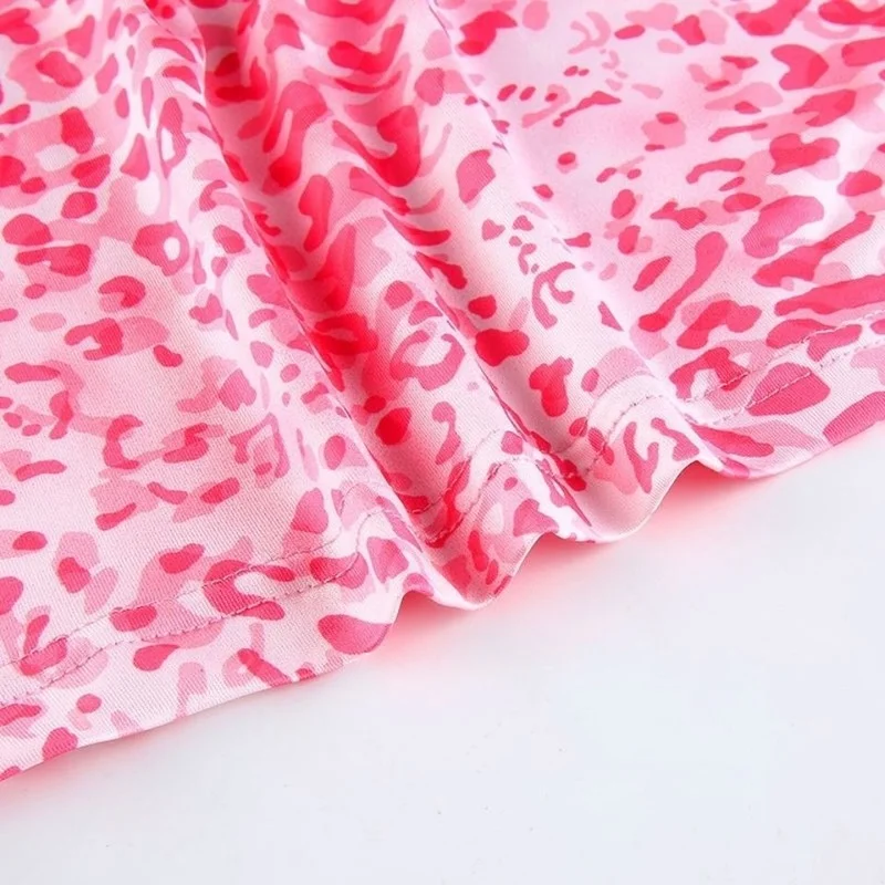 

Y2k Sexy Pink Leopard Women T-shirts Heart Patchwork Crop Tops Mujer 2021 Fashion Feminine Clothes MINGLIUSILI E Girl Tee Shirt