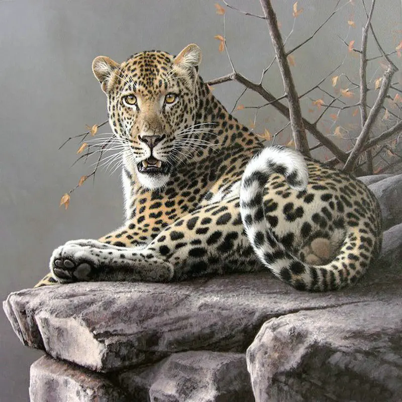 

5D DIY алмазная живопись Леопард AB квадратная круглая животная дрель икона из смолы ручная вышивка