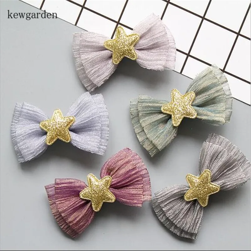 

Kewgarden Cute Baby Girls Barrettes Lace Gauze Ribbon Bowknot Hairpins Hairclips Side Clips Headwear Hair Accessories 10 Pcs