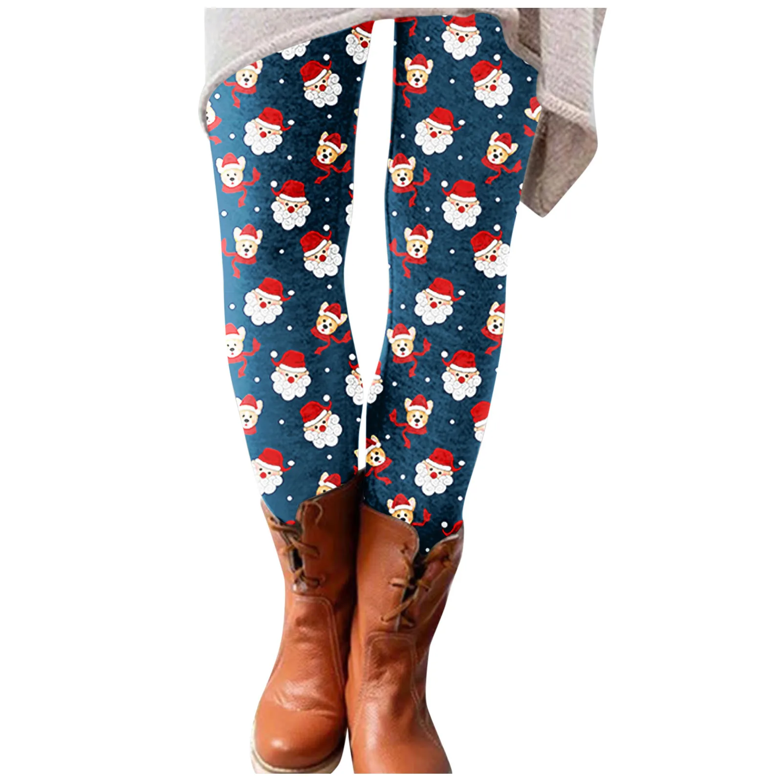 

Printed Boot Pants Casual Christmas Leggings Long Slim Women Elastic All-match Pants