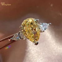 wong rain 925 sterling silver pear cut citrine created moissanite gemstone wedding luxury ring for women fine jewelry wholesale