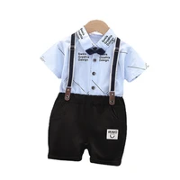new fashion summer baby clothes suit children boys casual shirt strap shorts 2pcssets toddler gentleman costume kids tracksuits