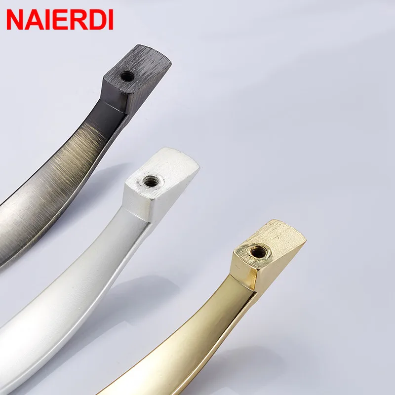 Винтажные бронзовые ручки NAIERDI для кухонного шкафа однотонные ящиков серебряные