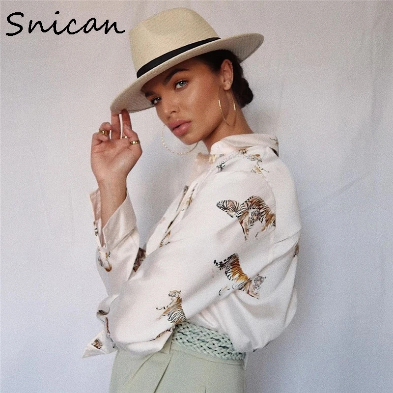 Элегантная офисная Дамская блузка с принтом тигра женские топы модные