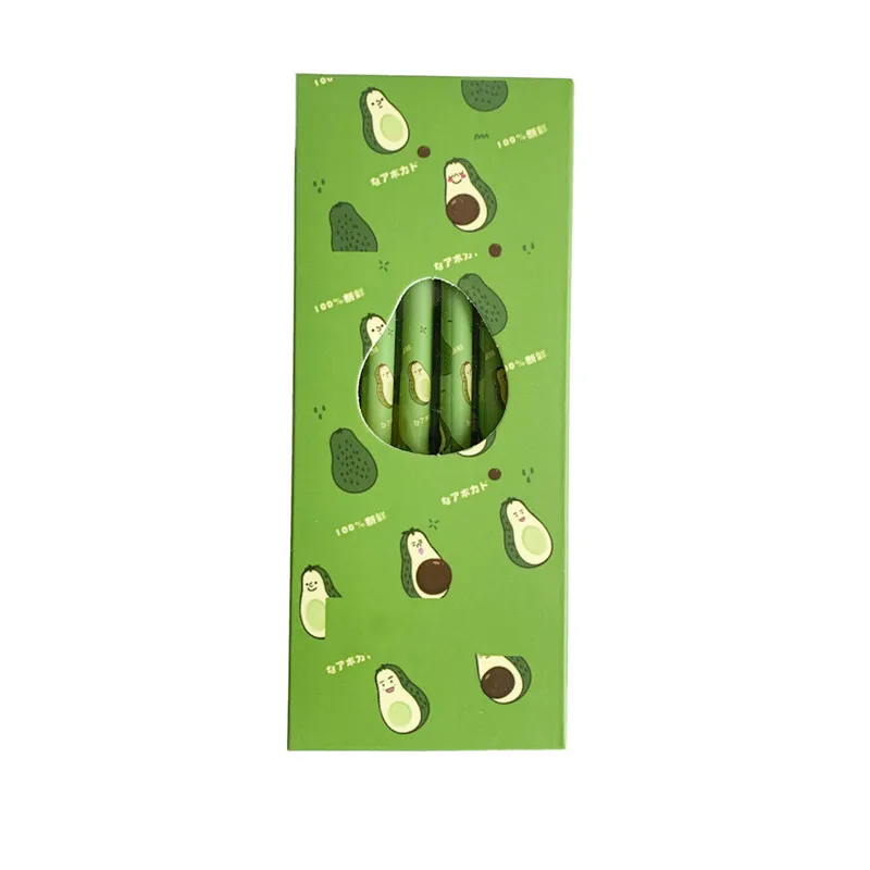 Ручка гелевая 0 5 мм с авокадо нейтральный кавайный черные голубые чернила