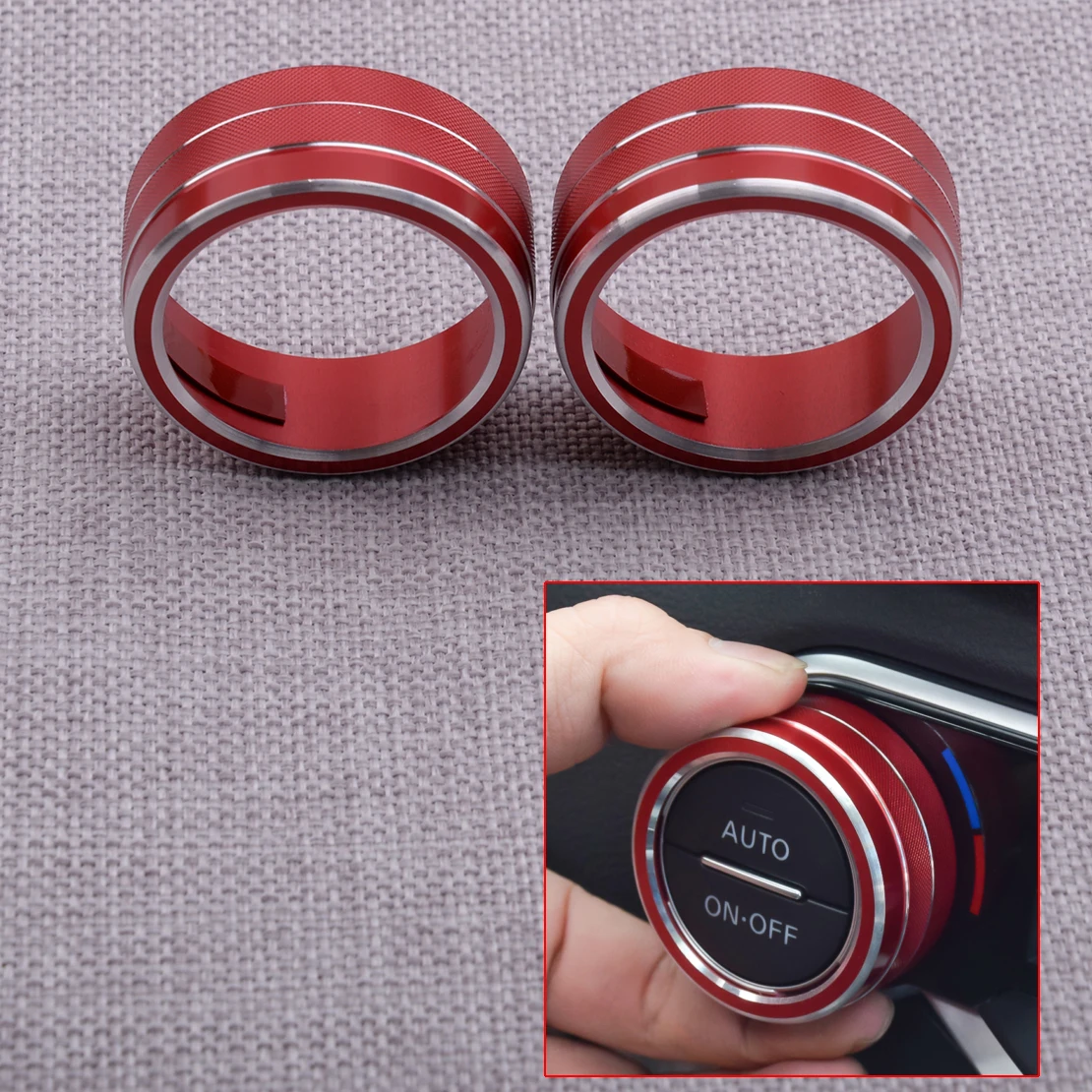 

1 Набор, автомобильный Кондиционер переменного тока переключатель ручки с кольцами обложки планки красный Алюминий сплав подходит для Nissan ...