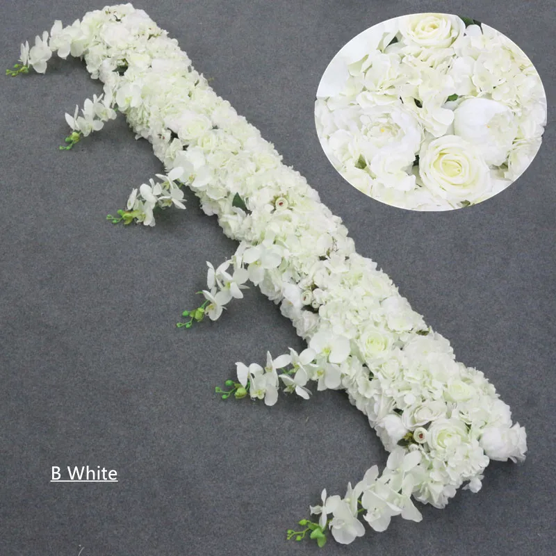 White B 1 м/2 м искусственные цветы, орхидеи, Декор строк, вечерние, свадебные декорации, железный Стенд АРКА, дорога, свинец, Глициния, роза, пион, Орхидея, ряд - Цвет: White B