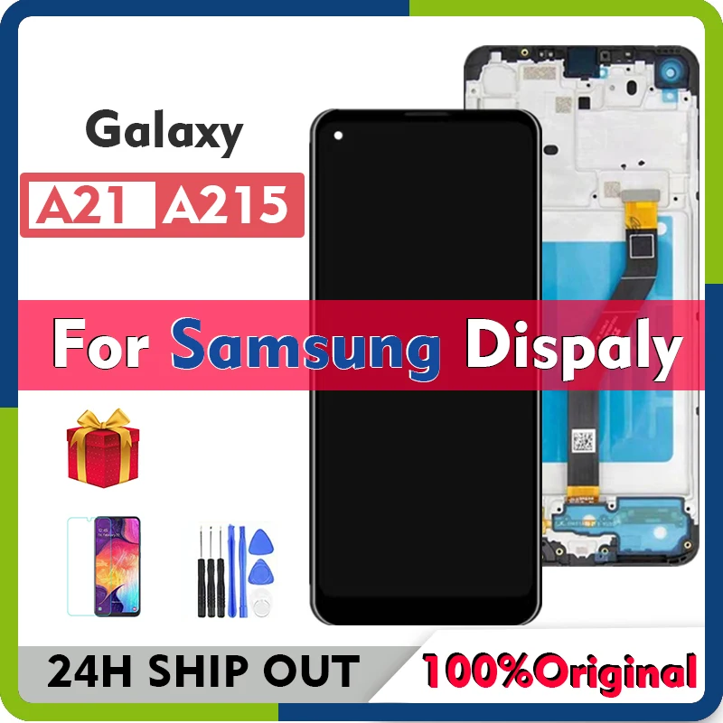 

ЖК-дисплей A21 для оригинального Samsung Galaxy A21 2020 SM-A215U A215U1, ЖК-дисплей с сенсорным экраном и дигитайзером в сборе с рамкой
