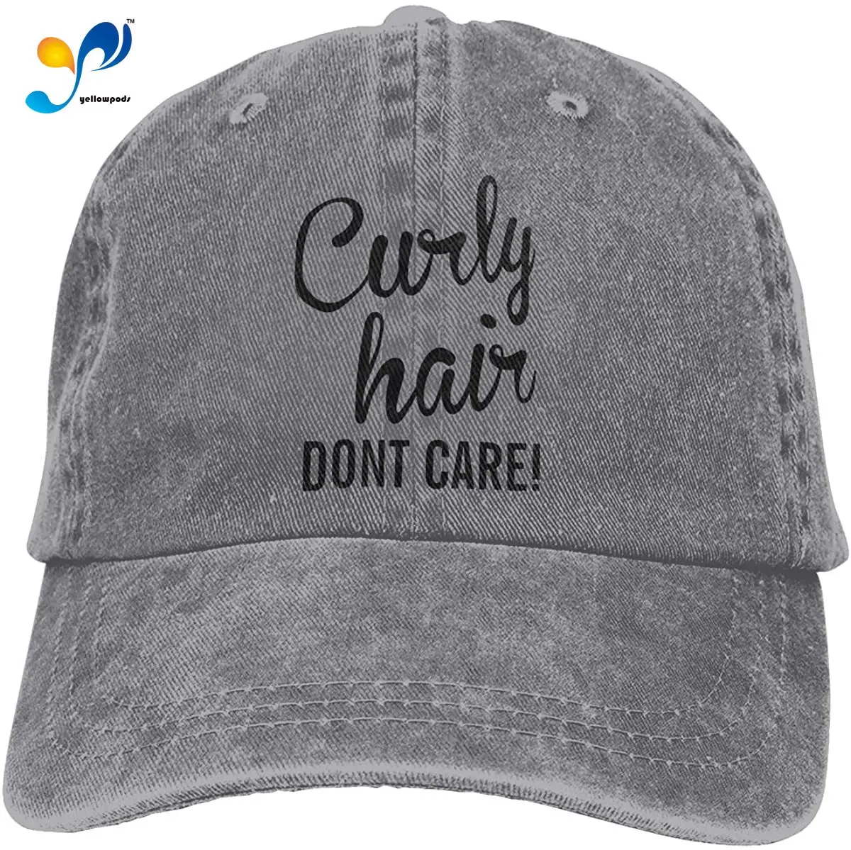 

Curly Hair Don't Care Print Adjustable Unisex Hat Baseball Caps Gray