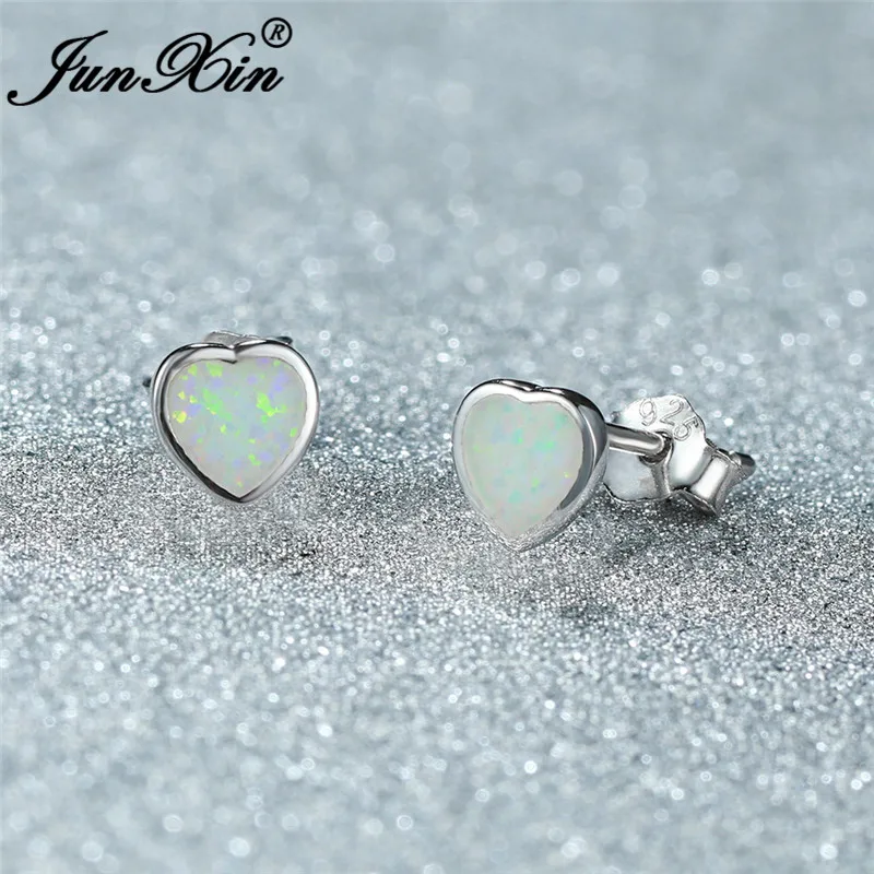 Кольцо из белого золота с милым сердечком серьги-гвоздики для женщин Свадебные