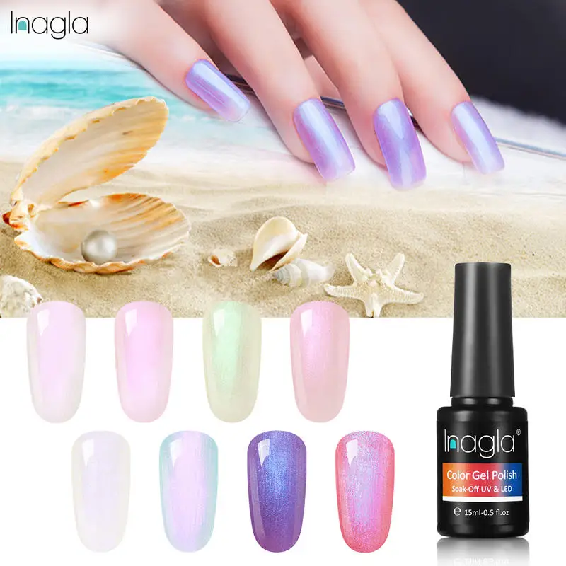 

Inagla блестящей оболочкой гели для ногтей Soak Off Гель лак для ногтей для УФ-и светодиодной лампы лак Лаки грунтовка, верхний слой салон 15 мл