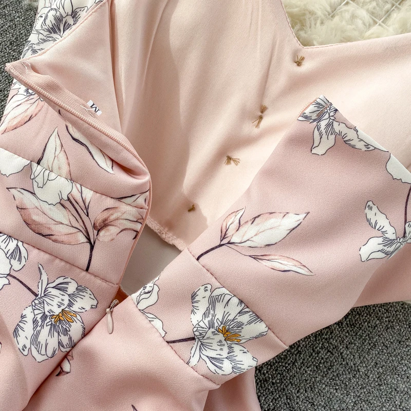 

FLF Boho V Neck 2021 Summer Casual Party Women A-Line Beach Holiday Dress Floral Print Slim Sexy Spaghetti Strap Dress