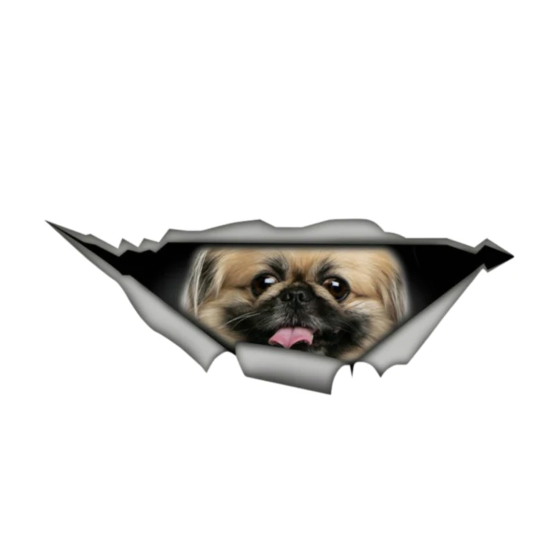 

13cm*4cm 1 pcs Pekingese Pet Torn Metal Car Sticker Waterproof Decal Laptop Suitcase Truck Motorcycle Auto Accessories PVC