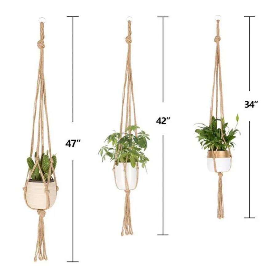 

6pcs Gardening Hanging Flower Pot Garden Flower Pot Net Bag Hand Woven Planter Basket Cotton Rope Hang Rope Hanging Basket