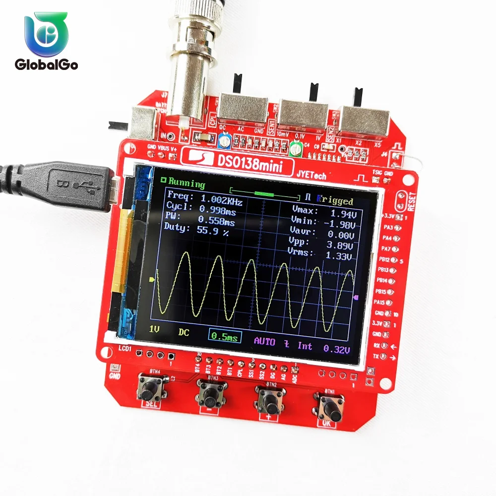 Мини Портативный цифровой осциллограф DIY Kit ARM Cortex-M3 12-Bit TFT 10:1 зонд тестовый зажим