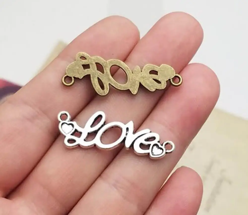 20 шт./лот 13x36 мм любовь cham античное посеребренное/бронзовое покрытие