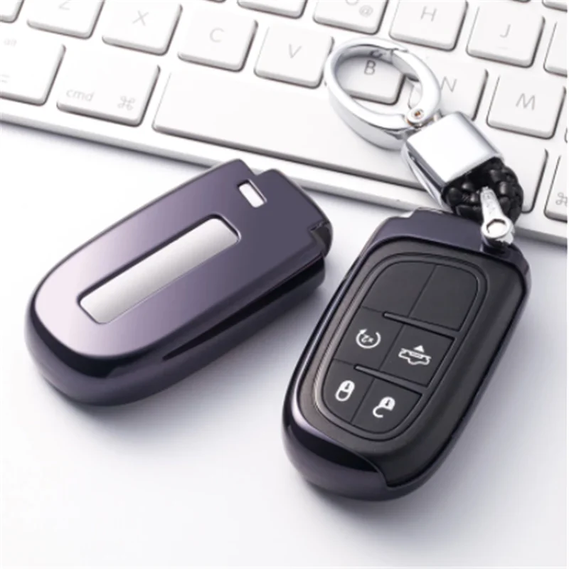 

For Jeep Grand Cherokee Chrysler 300C Renegade Fiat Freemont 2018 2019 New Soft TPU Car Key Case Cover Keychain Auto Accessories