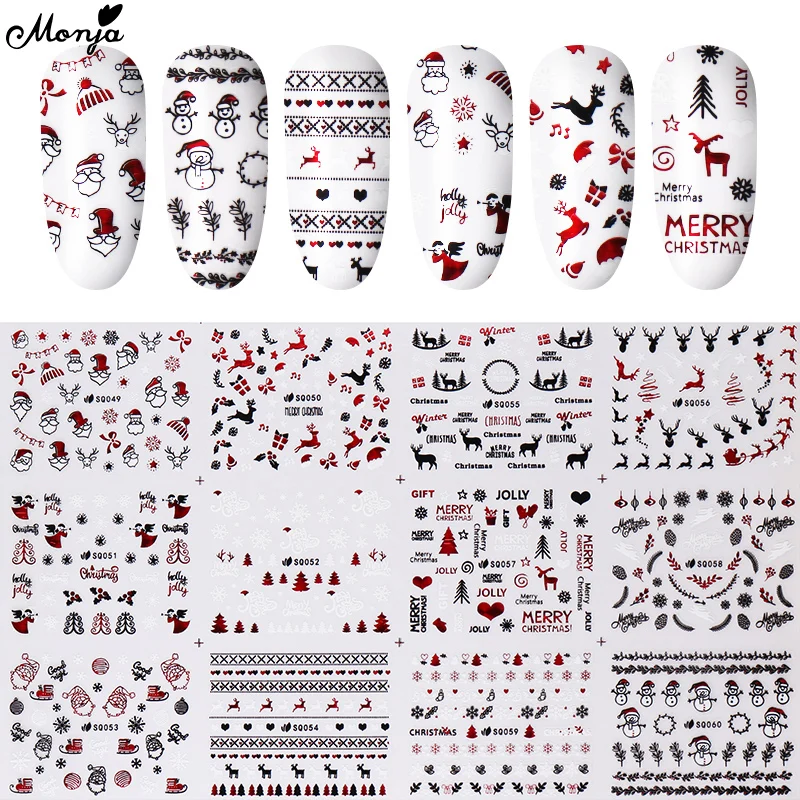 Monja 12 стилей/лист самоклеющийся клейкий трансферный дизайн ногтей