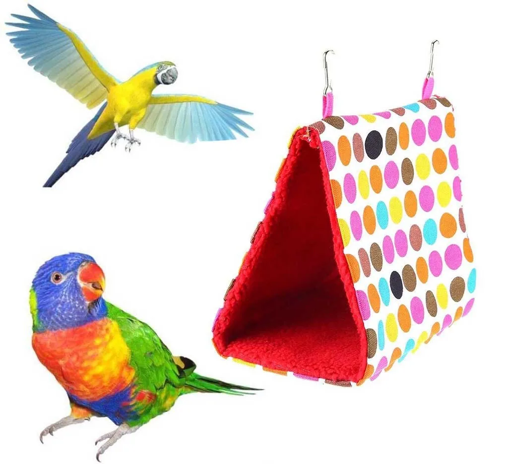 Warm Bird Hammock Soft Plush Fleece Parrot Coral Velvet Cage Snuggle Happy Hut Tent Bed Bunk Toy Hanging Cave | Дом и сад