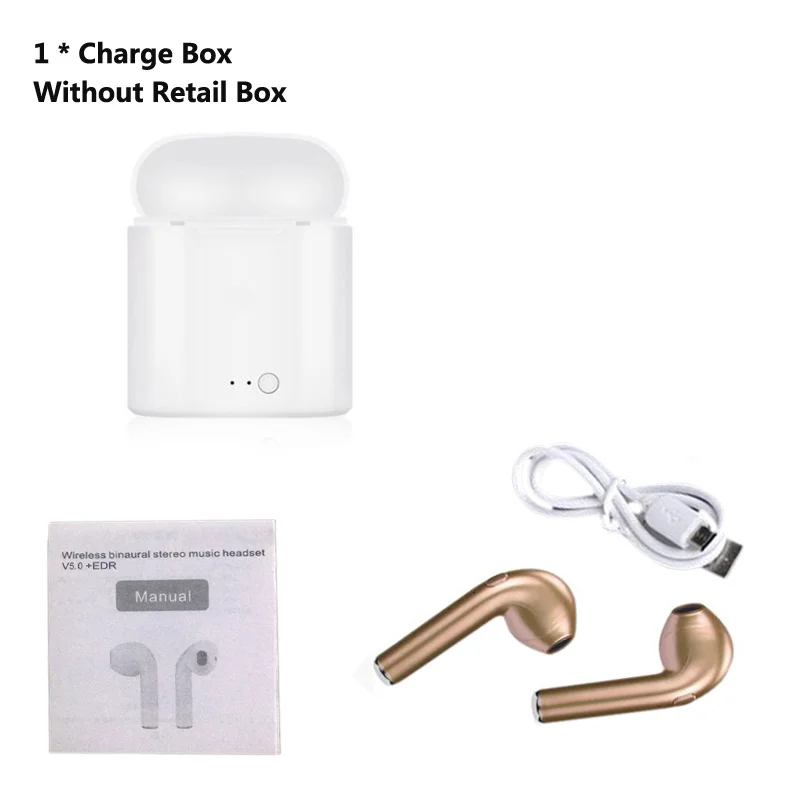 Charge Box 2 Gold TWS i7S беспроводные наушники-вкладыши Bluetooth V5.0 гарнитура музыкальные наушники-вкладыши с зарядкой для iPhone Xiaomi всех смартфонов - Цвет: Charge Box 2 Gold