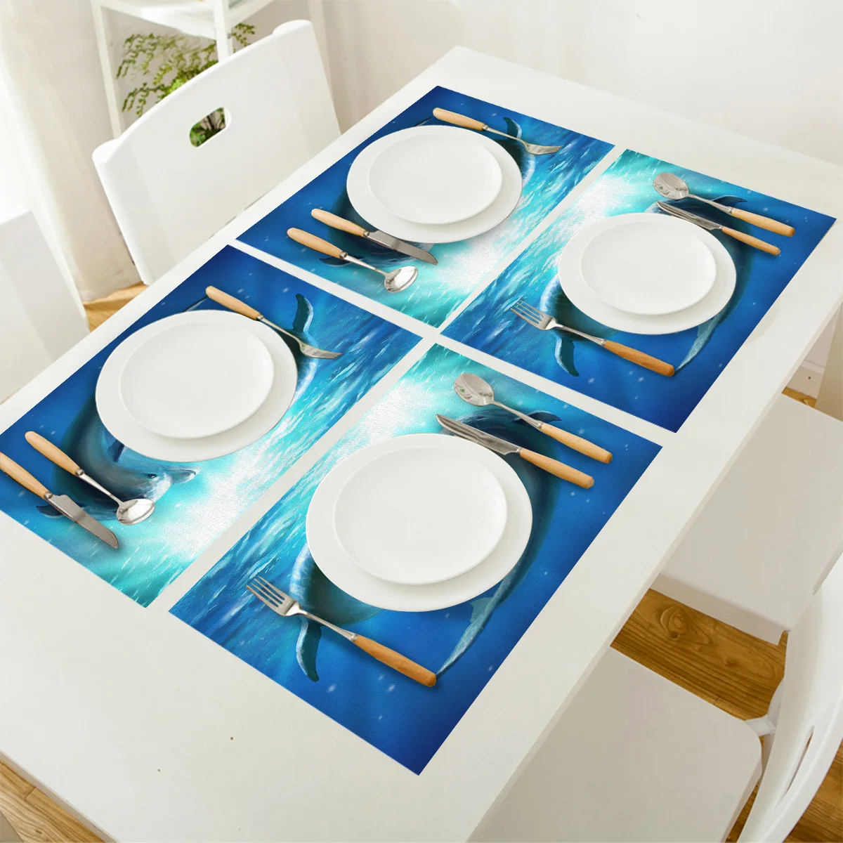 4 6 штук в партии комплект Коврики на стол для влюбленных Дельфин подводный мир с