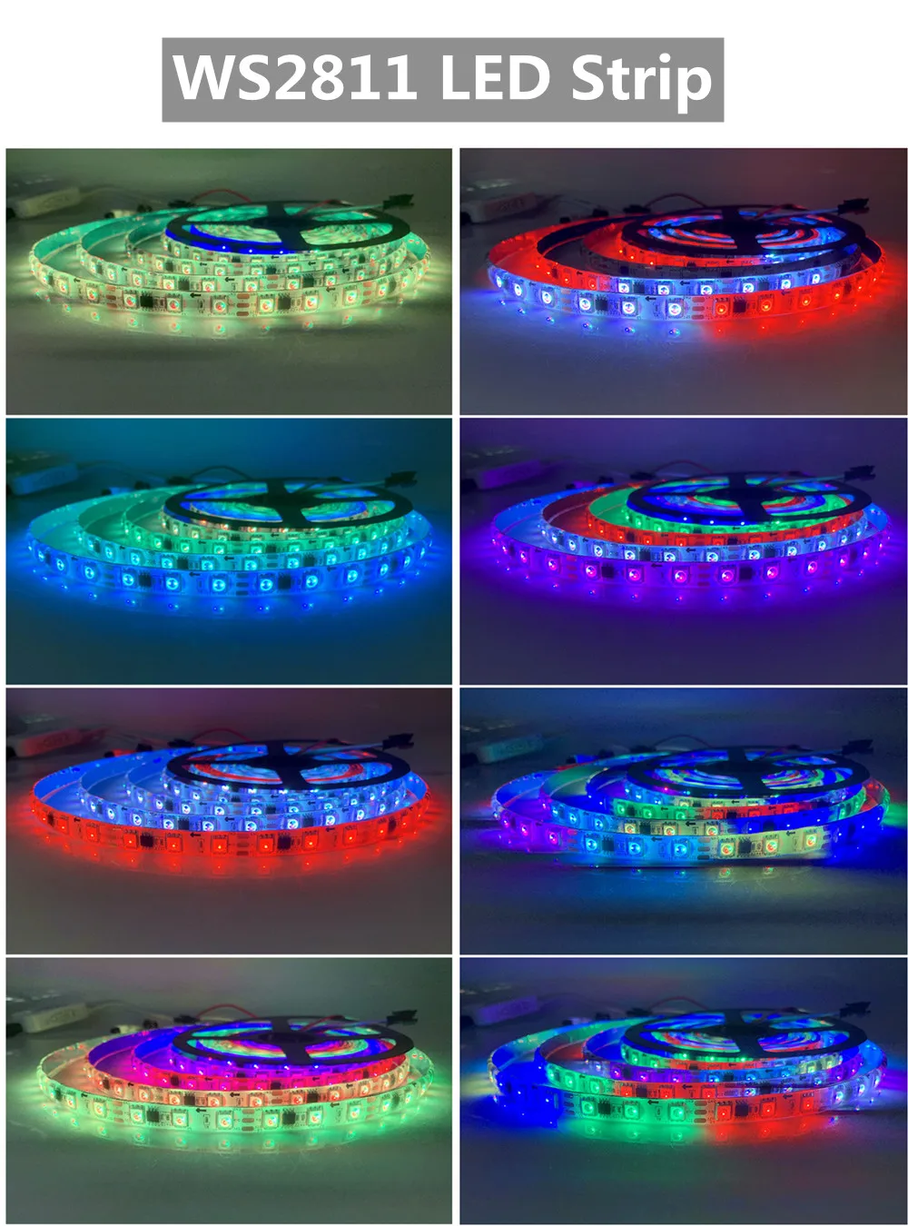 Светодиодные ленты WS2811 гибкая лента с диодами RGB цвета мечты 5 м 10 адаптером 12 В