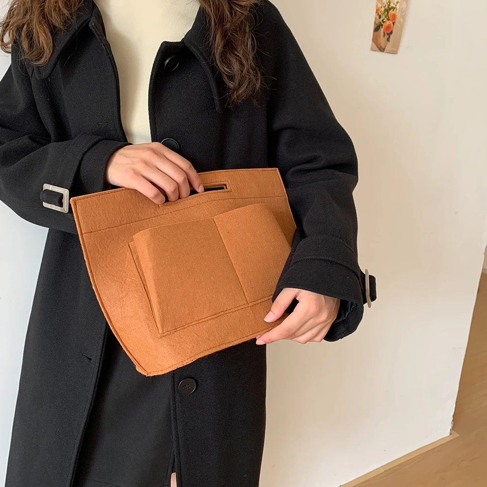 Женский фетровый клатч в стиле ретро однотонная сумка с несколькими карманами