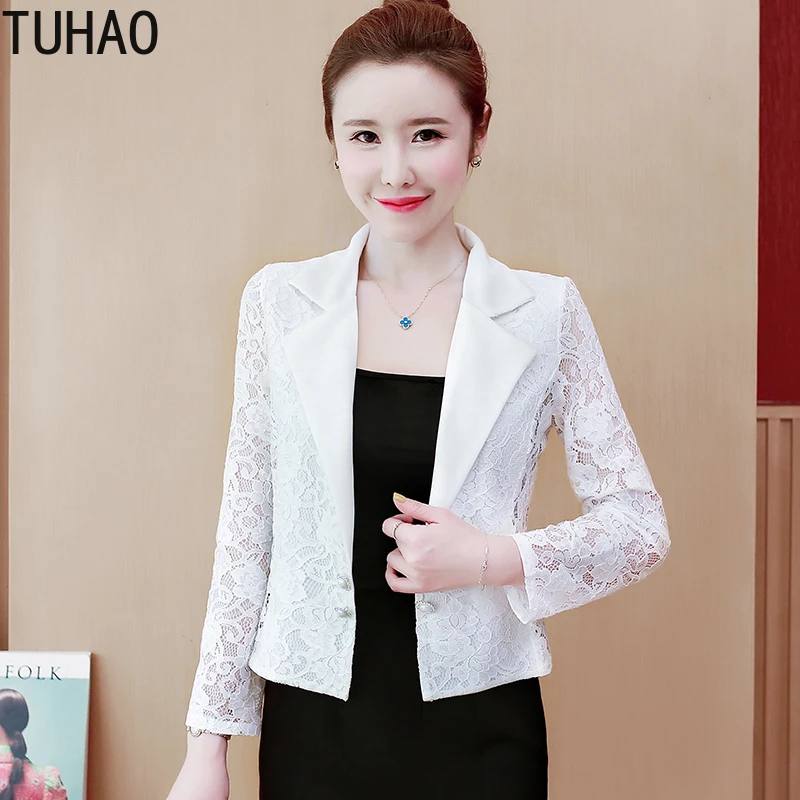 Женская Офисная куртка TUHAO элегантное кружевное Женское пальто с длинным рукавом