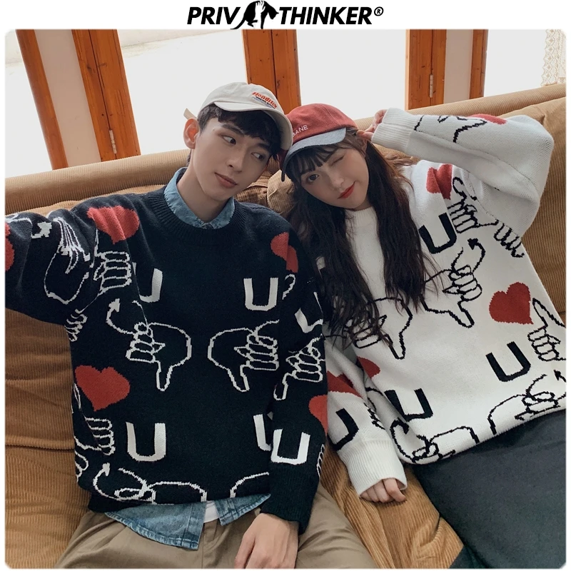 Privathinker Woman Letter Christmas Korean Pullovers Clothes Couple Autumn Winter Thicken Knitted Sweater Men Teen 2020 Sweaters | Женская