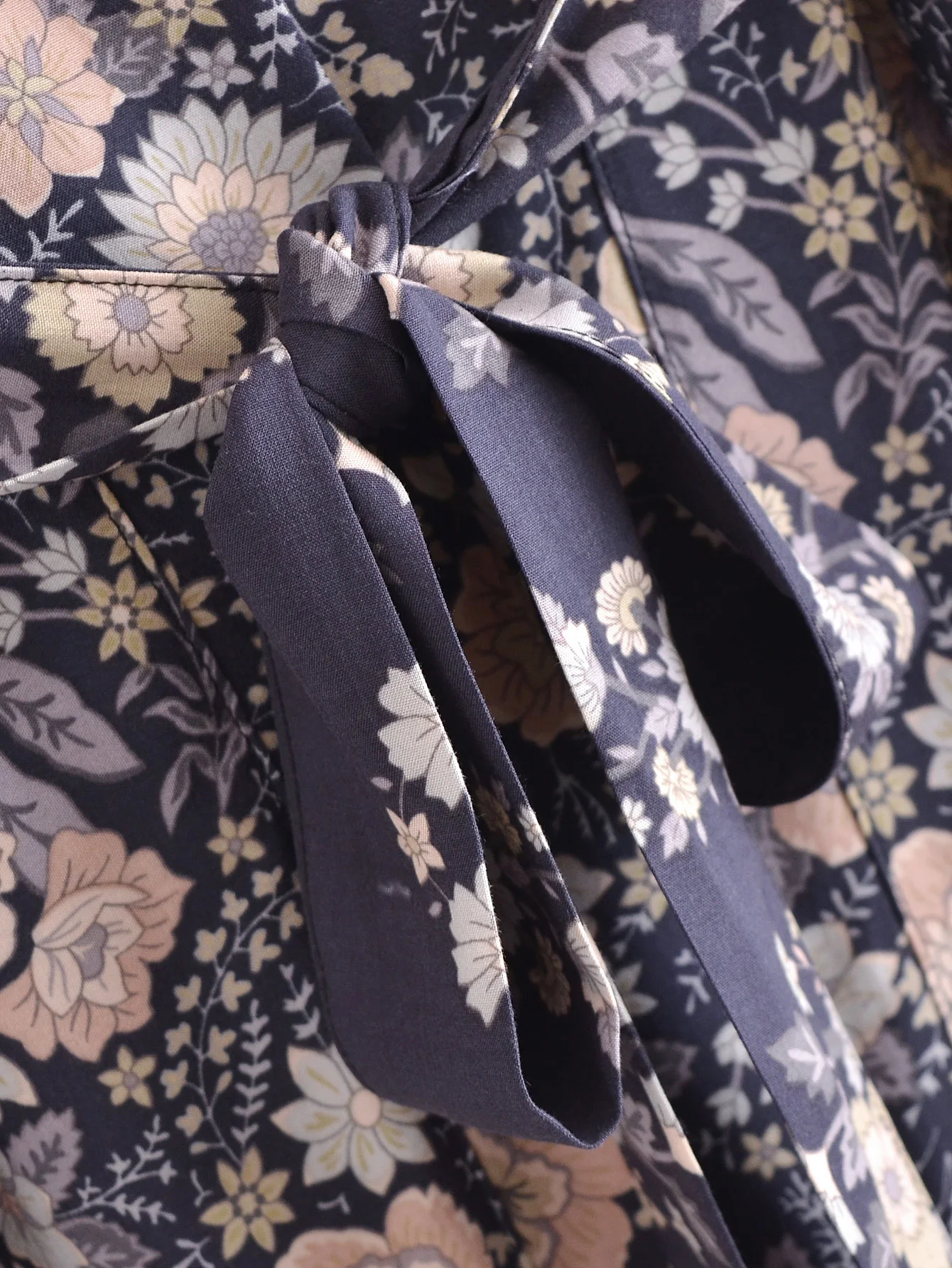 Женское винтажное богемное кимоно серое платье макси с цветочным принтом поясом