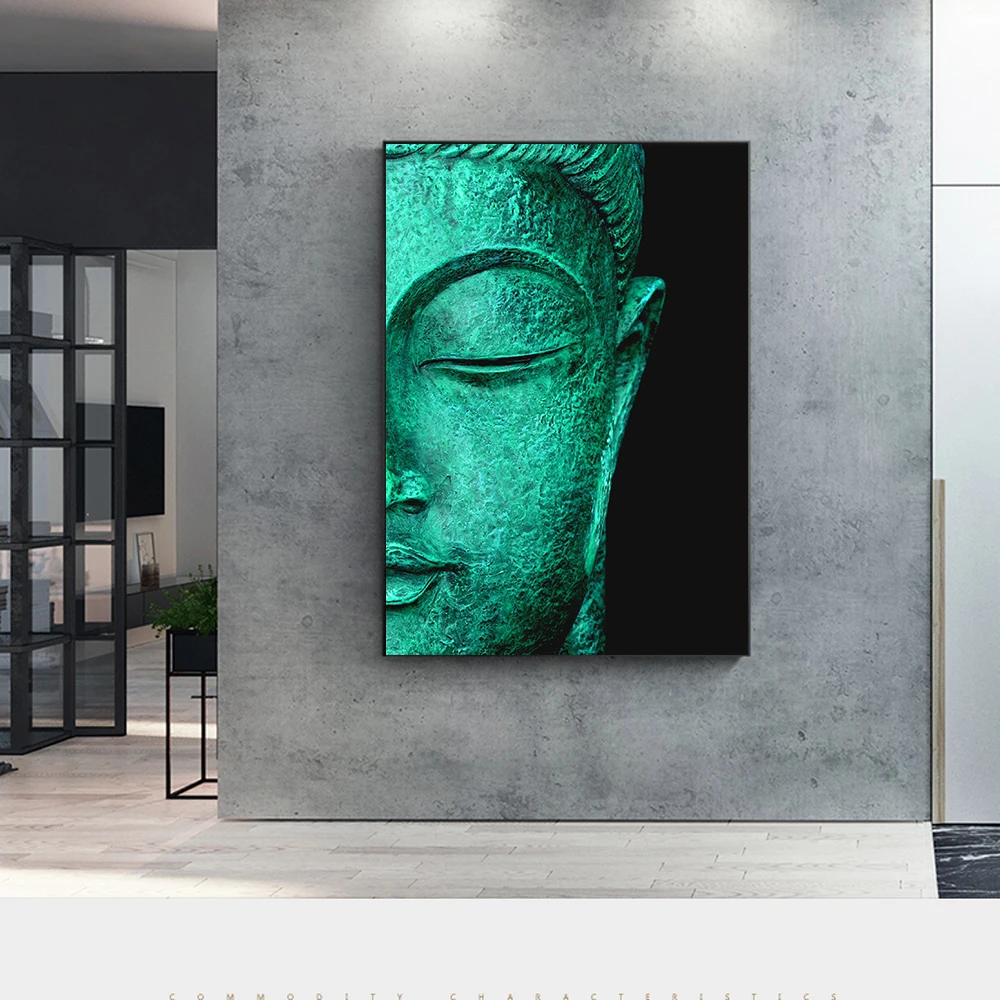 

Buddha Green Face HD Printed Canvas Painting Wall Art Posters and Prints Poster Painting Artwork Living Room Home Decoration