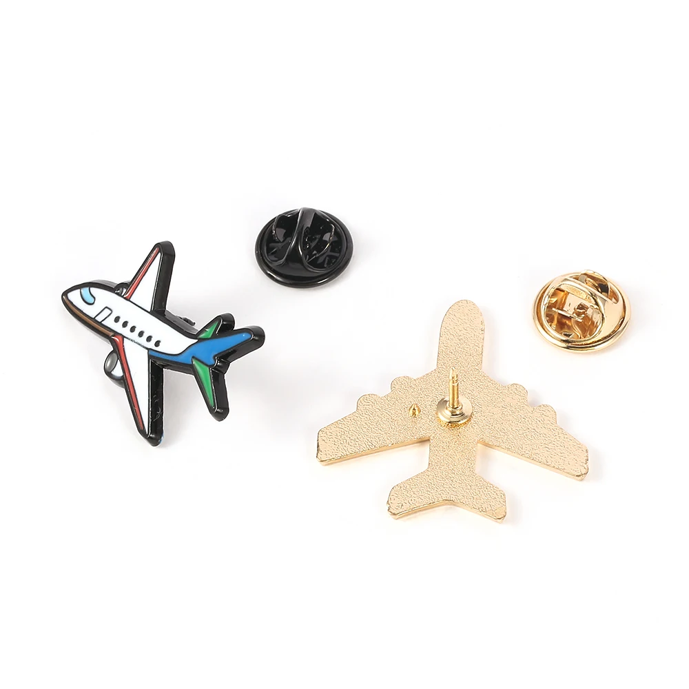 Симпатичная маленькая брошь в виде самолета синяя эмалированная булавка модель