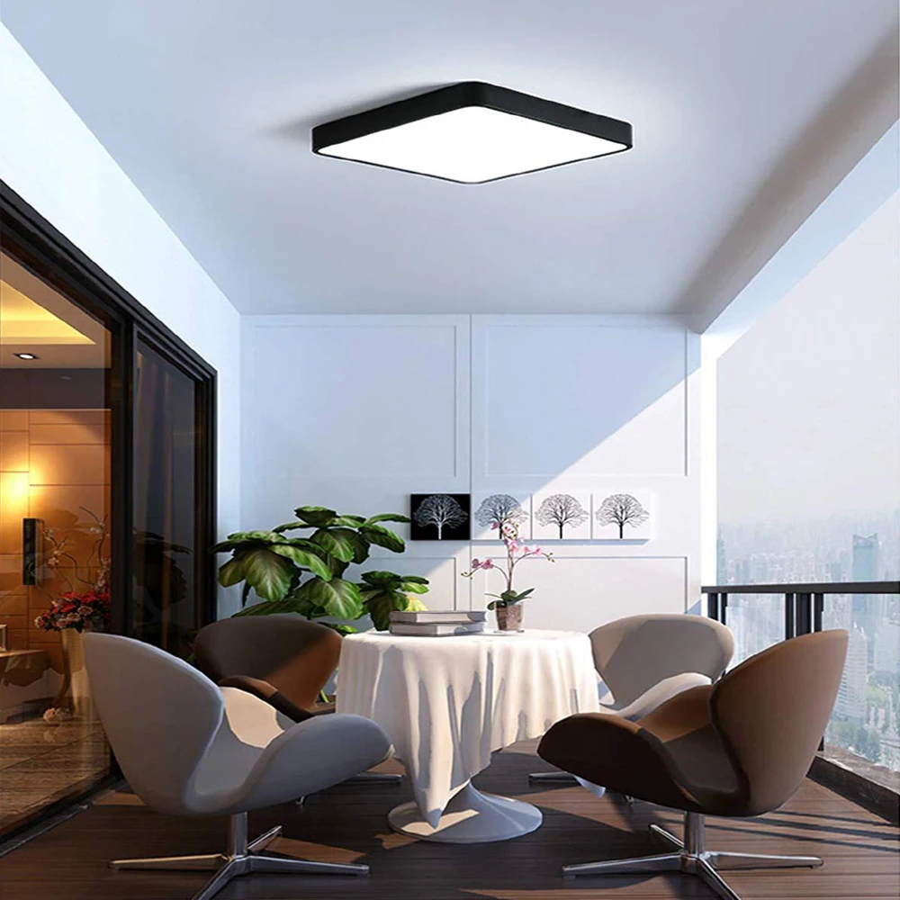 

Ganeed Energy Saving Modern Ceiling Lights Square Flush Mount 24W 12-Inch LED Lighting 6500K Cool White for Dining Room Fixture