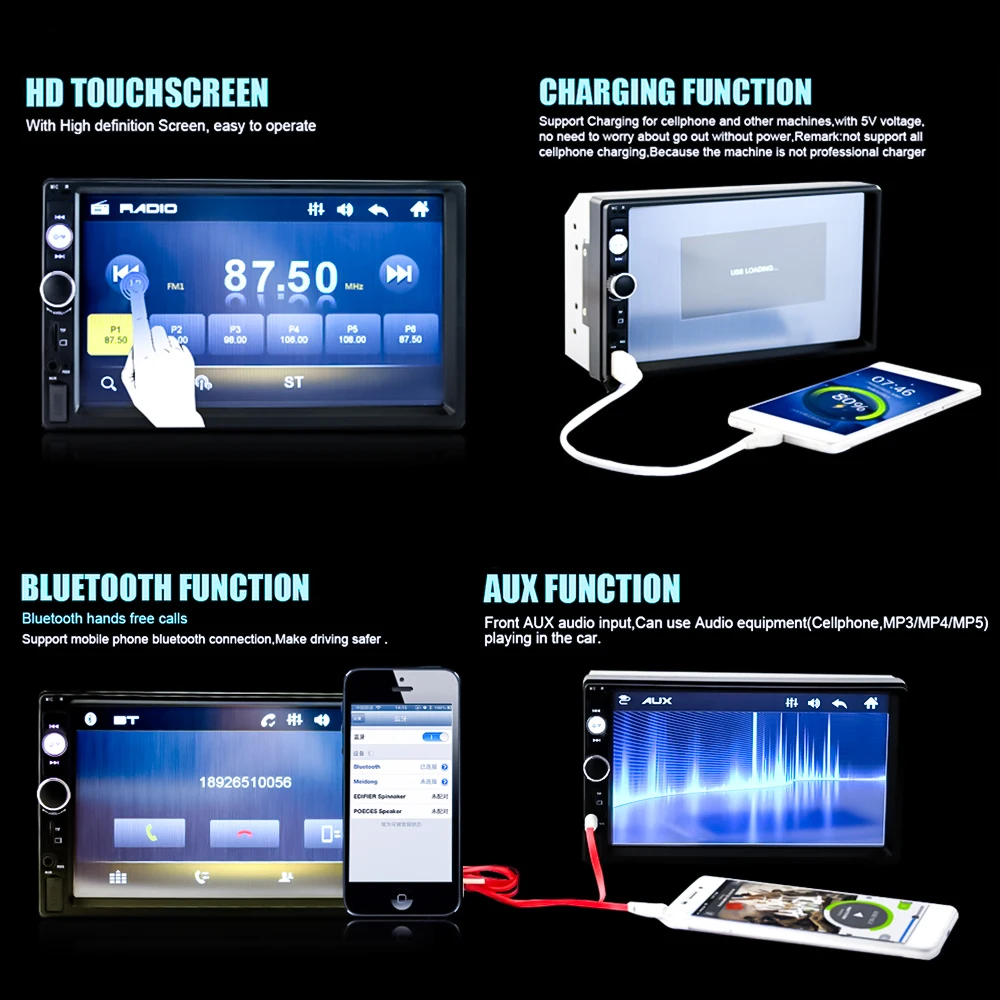 Универсальный 2 din Автомобильный мультимедийный плеер авторадио 2din стерео 7